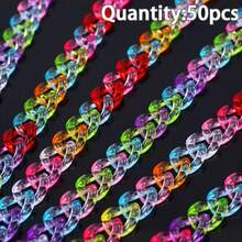 50pcs Rantai Akrilik Transparan Warna Campuran untuk Membuat Perhiasan DIY, Gelang, Gantungan Mobil, dan Aksesoris Rantai Ponsel - Rantai transparan buatan sendiri - View 8