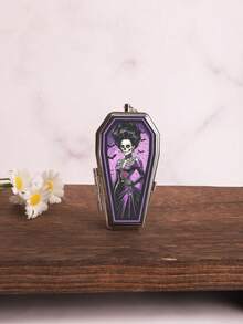 Cabin puff 1pc Coffin-Shaped Mini Ashtray With Flip Lid, Gothic Style, Portable For Outdoor, Car And Other Scenes. A Portable Gift. - One Size Fits All - View 4