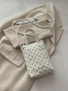 Autumn/Winter Polka Dot Print Phone Wallet, With Heart Pendant, Fashion Crossbody Bag, Cute Sweet Y2K, Suitable For Daily, School - Multicolor - View 14