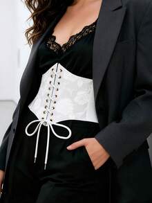 1件女款白色宮廷風性感蕾絲收腰束腹，適合萬聖節派對之夜或日常通勤穿著 - 白色 - 查看 3