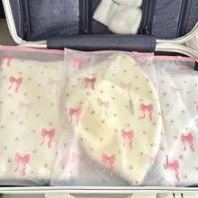 9pcs Transparent Floral Bow Zipper Storage Bags, 3 Sizes Assorted, Durable PEVA Material, Waterproof Clothing, Underwear, Toiletries, Cosmetics Storage Cubes, Essential For Travel And Home Organization, Suitable For Suitcase, Closet, Drawer, Under Bed Storage - Multicolor - View 10