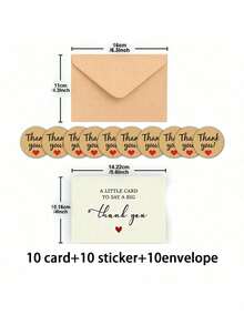 1/5/10pcs Thank You Cards With Envelopes, Suitable For Wedding, Teacher's Day, Graduation, Business, Holiday, Christmas, Thanksgiving And More Occasions (Randomly Includes 2 Styles Of Stickers) - Multicolor - View 10