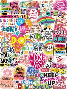 50pcs Children Inspirational Stickers, Positive Words Stickers, Suitable For Students, Scrapbooks, Vision Boards, Water Bottles And Laptops - Multicolor - View 5