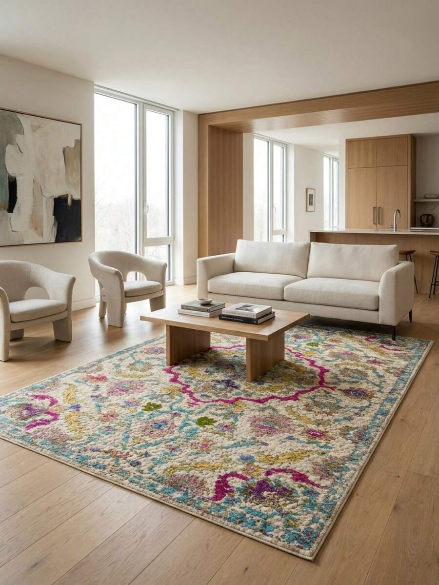 Vicenza Machine Washable Non-Slip Decorative Modern Vintage Kitchen Runner Hallway And Living Room Rug - Red and White - View 1