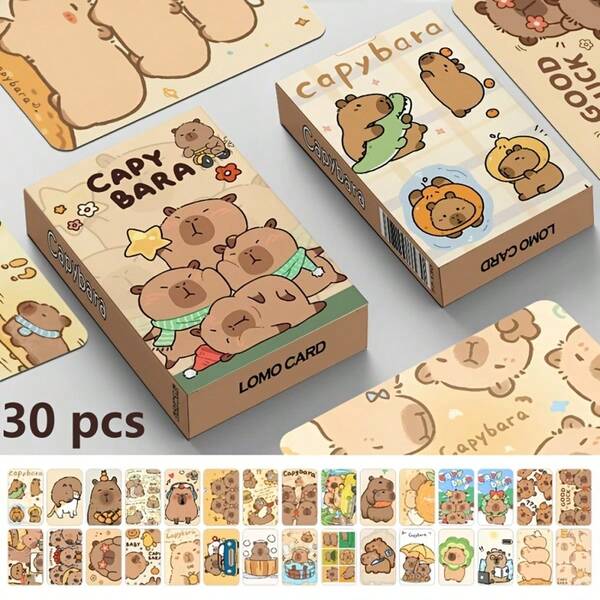 30PCS Capybara High Definition Anime & Photo Cards | Unique Double-Sided Design | Perfect Gift For Fans | Cardstock | Craft Paper | Paper Art