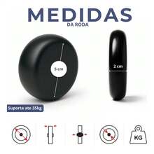 Kit 4 Rodinhas 1Pol 35mm Rodizio Em Gel Para Moveis Leve 2 Freio 2 Sem Freio - preta - Visão 9