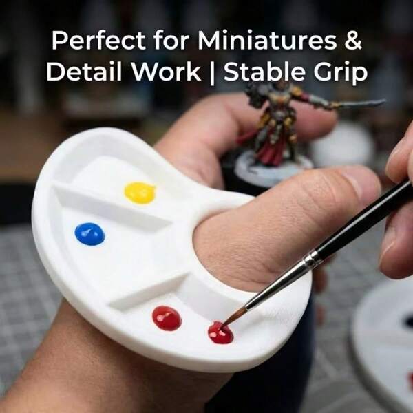 1 pieza Paleta de pulgar para pintura al óleo, acuarela y acrílica de 1 color con impresión 3D - Paletas de plástico portátiles y compactas con secciones codificadas por color para artistas, viajes, clases escolares, pintura y manualidades en el hogar, útiles escolares
