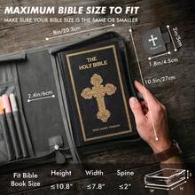 Vegan Leather Bible Cover Case, Bible Bag With Phone Pocket, Bible Case For Men Women, Christian Gift Box Packaging (Black And Brown) - Black - View 6