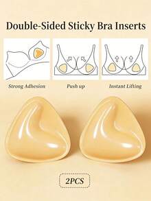 1 Pair Silicone Thickened Seamless Strapless Bra, Self-Adhesive Push-Up Sexy Invisible Breast Pads, Lingerie Accessory - Multicolor - View 3