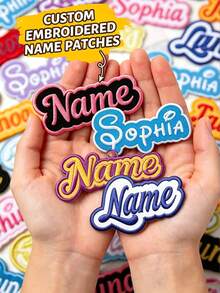 Custom Retro Embroidered Name Patch, Personalized Hook And Loop Letter Badge For Jackets & Denim Bags, Customized Colorful Bubble Word Decor, Customizable Aesthetic Fashion Accessory, Y2k Style Outfit Accent, Daily Wear Decoration - Style E - View 1