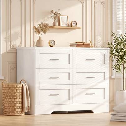 6-Drawer Double Dresser With Metal Handles, 42.1" W Modern …