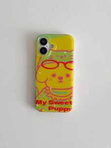1pc Graffiti Cute Cat Dog Polka Dot Star Pattern Phone Case Compatible With Iphone 17 Pro Max, Couple Apple 16 Pro Max, Women 14 Pro, New 15 Pro, Anti-Fall 17 Pro Protective Cover, 13 Full Coverage - Multicolor - View 1