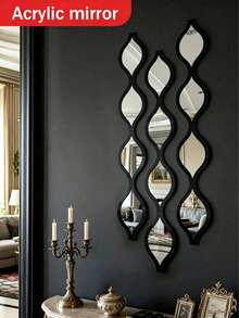 2D 12/20pcs Gold Teardrop Shaped Bathroom Mirror Set | Artistic Decorative Mirror For Bathroom, Living Room, Entryway Wall | Home Decor, Gift - Black 2pcs - View 3