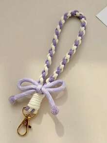 1pc Striped Bow Keychain Candy Color Phone Wrist Strap 2-In-1, Girly Pendant Accessory Wrist Short Rope Hand Strap Keychain Outdoor Travel Anti-Loss, Graduation Season Gift, Smartphone Wrist Strap, Strap, Short Wrist Strap Bag Hanging Chain Universal, Doll Plush Backpack Water Bottle Hanging Rope Anti-Loss Rope Beaded Hanging Rope Car Key Pendant - Multicolor - View 16