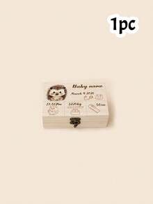 客製化木製記憶盒，個性化成長紀念品，可愛動物房間裝飾，客製化出生細節盒，可客製化姓名生日禮物，兒童 - 風格A - 查看 15