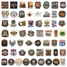 55Pcs 66 Route Stickers Scrapbook Aesthetic Stickers Funny 66 Route 100th Anniversary Stickers Motorcycle Riding 66 Route Sign Stickers Dirt Bike Stickers Vinyl Waterproof Stickers For Water Bottle,Computer,Laptop,Phone,Luggage,Notebook,Fridge - Multicolor - View 4