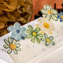 JotBox Woven Small Flower Faux Embroidery Floral PET Stickers, Vintage Transparent Planner Scene Decoration DIY Basic Material Decals - Knitted Flower - View 8