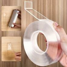 Double-Sided Heavy Duty Reusable Washable Nano Strong Adhesive Tape, Suitable For Home, Office, Car, Can Be Fixed On Wall, Glass And Plastic Surfaces, Essential Strong Adhesive Tape For Home Life, Washable Tape - Transparent - View 2