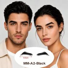 1 Pair 100% Human Hair Handmade Crochet Breathable Lace Base Natural Realistic Lightweight Invisible Reusable False Eyebrows, Suitable For Men And Women - Multicolor - View 19