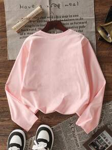 3pcs Tween Girls Printed Long Sleeve T-Shirts, Suitable For Autumn/Winter Layering, Young Student Apparel For Outerwear And Underlayer - Multicolor - View 5