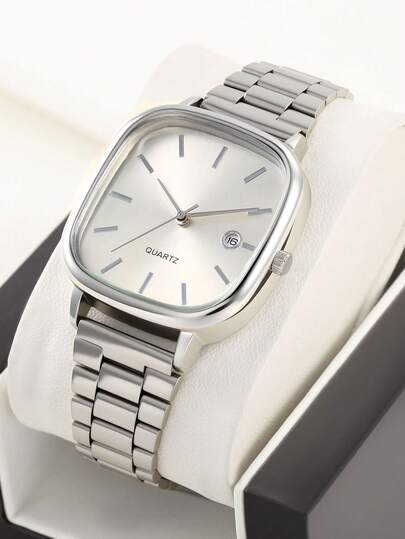 SOKI Women's Quartz Watch, Battery Powered, With Calendar Function, Vintage Style, Casual Fashion, Adjustable Strap Length, Minimalist Square Dial. Suitable For Daily Wear, Business Occasions, Holiday Celebrations, Gift-Giving Occasions, Birthday Gifts And Valentine's Day Gifts. Packaging Box Not Included.