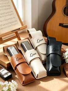 Customizable Personalized Name Text Leather Harmonica Protective Case, Fits Personalized Stainless Steel Harmonica, Fine Leather Material Wear-Resistant And Scratch-Resistant, Snug Fit To Harmonica Body With Cushioning And Anti-Collision, Flip Cover Storage Design Dust-Proof And Moisture-Proof, Portable And Space-Saving - Multicolor - View 8