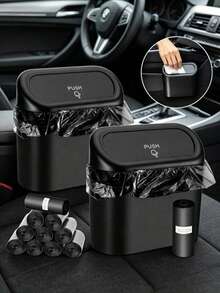 1 thùng rác ô tô + 1 cuộn (15 túi đựng rác), thùng rác mini cho ô tô, chống nước, di động, tiết kiệm không gian, hộp đựng đồ trên xe, hộp phân loại đồ trên xe, phụ kiện thiết yếu cho ô tô. - Nhiều màu - Xem 3