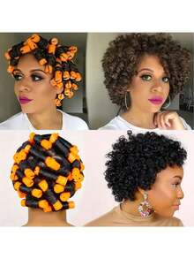 10 Sets Permanent Hair Roller Set - Create Natural Waves And Curls With 8 Different Sizes - Perfect For DIY Hairstyles And Styling, Suitable For Long, Medium And Short Hair. Hair Salon Cold Perm Hair Rollers, Salon Perming Rollers With Caps, Plastic Rubber Perming Rods - Multicolor - View 6