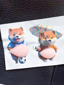 Funny 3D Soft Belly Cat Stickers, Waterproof Self-Adhesive Animal Laptop Stickers, Squeezable Silicone Shiba Inu Stickers Gift - Multicolor - View 5