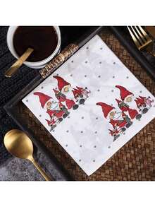 AFYPRTY 20pcs/Bag Christmas Napkins 6.5-Inch Napkins Festival Decorations Suitable For Christmas Party Decoration Restaurant Kitchen Bar Supplies,Christmas - A - View 5