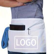 1pc Customized Neutral Polyester Apron With 3 Pockets, Short Waist Server Uniform, Suitable For Kitchen Supplies, Hotel Restaurant Server Waist Apron, Kitchen Cooking Baking Apron, Chef Apron, Kitchen, Bathroom, Home, Household Items - Multicolor - View 6