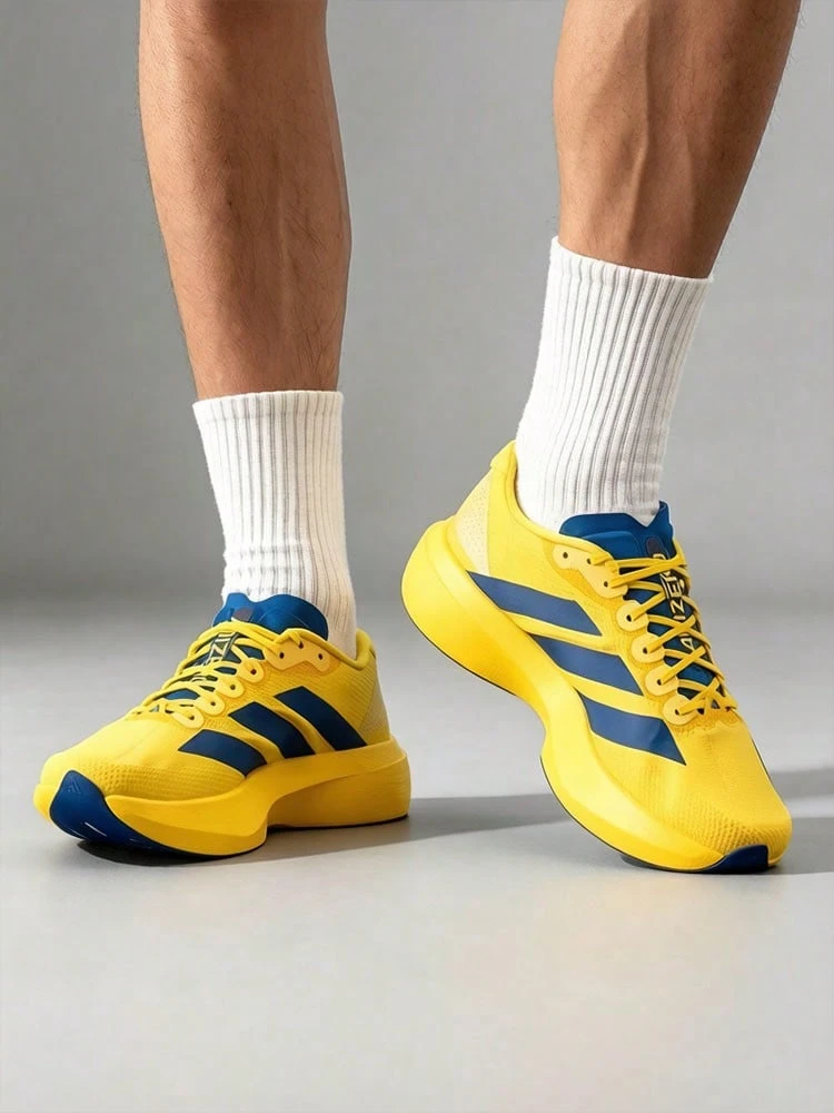adidas Adizero Evo SL 舒適貼合 哥倫比亞隊配色透氣輕盈增高跑鞋 男款 黃色 - 黃色 - 查看 1