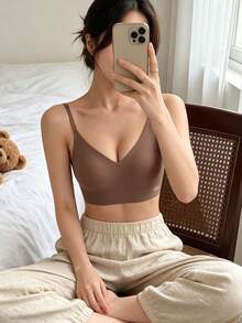 Dreamivo Women's Seamless Backless Strapless Bra - Lightweight Breathable Thin Cup, Adjustable Convertible Straps, Light Support (Suitable For A/B Cup) - Camel - View 2