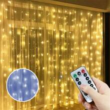 1 Set Bedroom Fairy Curtain Lights, Christmas String Lights With 8 Modes USB Plug, Wall-Mounted Flashing Lights With Remote Control, For Indoor Wedding Party Backdrop Christmas Decoration - USB Curtain Light - View 6