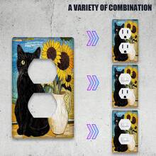 1pc Sunflower Light Switch Plate Cover 1Gang/2Gang Decorative Receptacle Switchplate Kitchen, Use Without Electricity - Single Toggle 11cm*7.5cm - View 6