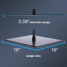 Rain Shower Head Ultra Thin High Pressure Boosting Metal Water Flow Sprayer Ceiling Wall Mounted Stainless Steel Rainfall Bathroom Fixture Modern Style Matte Black 1 Pack - 1 - View 4
