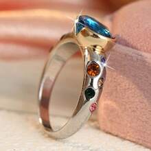 Vintage Oval Blue Cubic Zirconia Jewelry, Suitable For Women's Daily, Banquet, Date And Party Wear - Silver - View 4