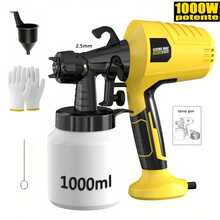 Paint Sprayer Gun with Cord Electric Paint Sprayer 3 Patterns 110V 1000W 1L Electric Paint Sprayer Without Air Professional Spraying Tools Multi-Functional Electric Paint Sprayer for Furniture, Cabinets, Fences, Walls, Doors, Garden Chairs, Etc. - Tipo de Enchufe A USA (110-127V) - Ver 8