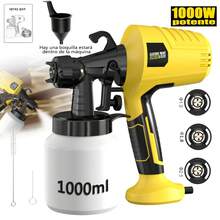Paint Sprayer Gun with Cord Electric Paint Sprayer 3 Patterns 110V 1000W 1L Electric Paint Sprayer Without Air Professional Spraying Tools Multi-Functional Electric Paint Sprayer for Furniture, Cabinets, Fences, Walls, Doors, Garden Chairs, Etc. - Tipo de Enchufe A USA (110-127V) - Ver 11
