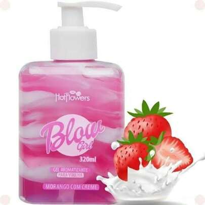 Blow Girl HotFlowers Gel Aromatizante Para Virilha Morango Com Creme 320ml