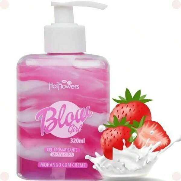 Blow Girl HotFlowers Gel Aromatizante Para Virilha Morango Com Creme 320ml