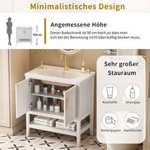Old SKU: LY316467AAA-Badmöbel Single Vanity Unit With 80 Cm Base Cabinet And Ceramic Basin, White - White - View 6