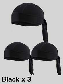 1/2/3pcs Cooling Dew Headscarf Helmet Liner Cap Large Size Motorcycle Head Cover Unisex - Multicolor - View 12