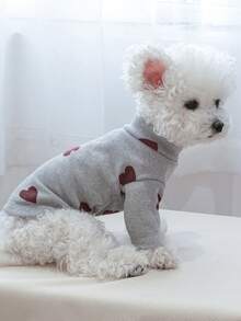 1 件宠物服装，狗/猫连帽衫，适合小型宠物，情人节 - 灰色 - 查看 6
