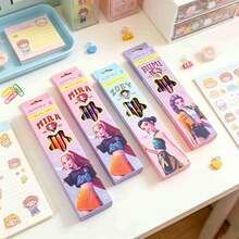 1set The Cool Girls' Theme Pencil Set Is Universal For Practicing Calligraphy And Filling In Answer Cards. The Girls' Birthday Gift Looks Outstanding. (Stochastic Style) - Multicolor - View 3