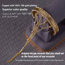 dazzdelic 1pc Italian Craftsmanship Triple-Row Faceted Copper Ring Combination Three-Color Copper Bead Mesh Linked Open Cuff Bracelet For Women Daily Wear - Mesh - View 4