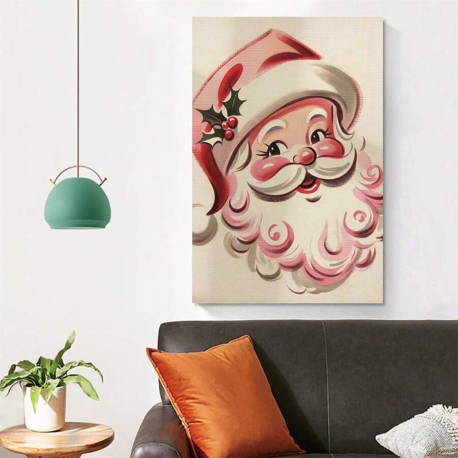 1pc 1950s Vintage Santa Claus Pattern, Printable Art Print, Vintage Christmas Decor, Retro Style Santa Claus Design, Home Decor Christmas Party Wall Decoration - Cartoon - View 1