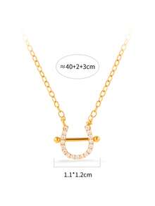 1pc S925 Sterling Silver Travel Vacation Minimalist Luxury Aesthetic Versatile Elegant Personalized Niche Exquisite Horseshoe Pendant Necklace Women's Cool Tone Fashion European And American High-End Geometric U-Shaped Collarbone Chain Delicate Gift - Geometry - View 10