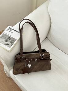 Bolso de axila premium para mujer, nuevo este año, bolso baguette de lujo ligero de nicho, bolso de hombro para ir al trabajo, bolso de hombro vintage - Café - Ver 6