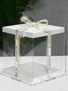 1pc Transparent Gift Box - Artificial Rose Bear Packaging Box - DIY PVC Transparent Gift Box - Wedding And Birthday Decoration (Includes Ribbon) - Black - View 15